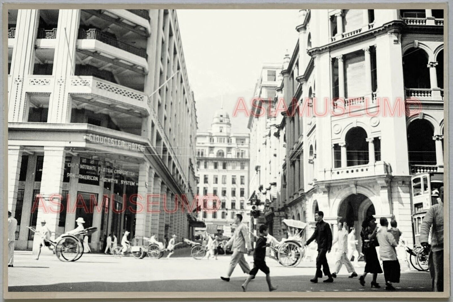 WW2 Central Rickshaw Shops HONG KONG VINTAGE PHOTO POSTCARD RPPC 1005 香港舊照片明信片