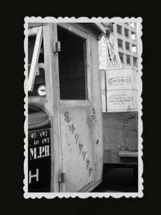 50s Vintage Hong Kong Photo B&W Harbor Truck Cargo From San Francisco USA  #518