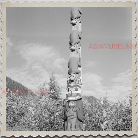 50s KETCHIKAN BOROUGH ALASKA TOTEM POLES MISTY FIORDS BW VINTAGE USA Photo 7648