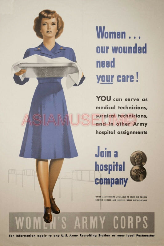 1945 WW2 USA AMERICA WOMEN ARMY CORPS RECRUITMENT SERVICE ii PROPAGANDA Postcard