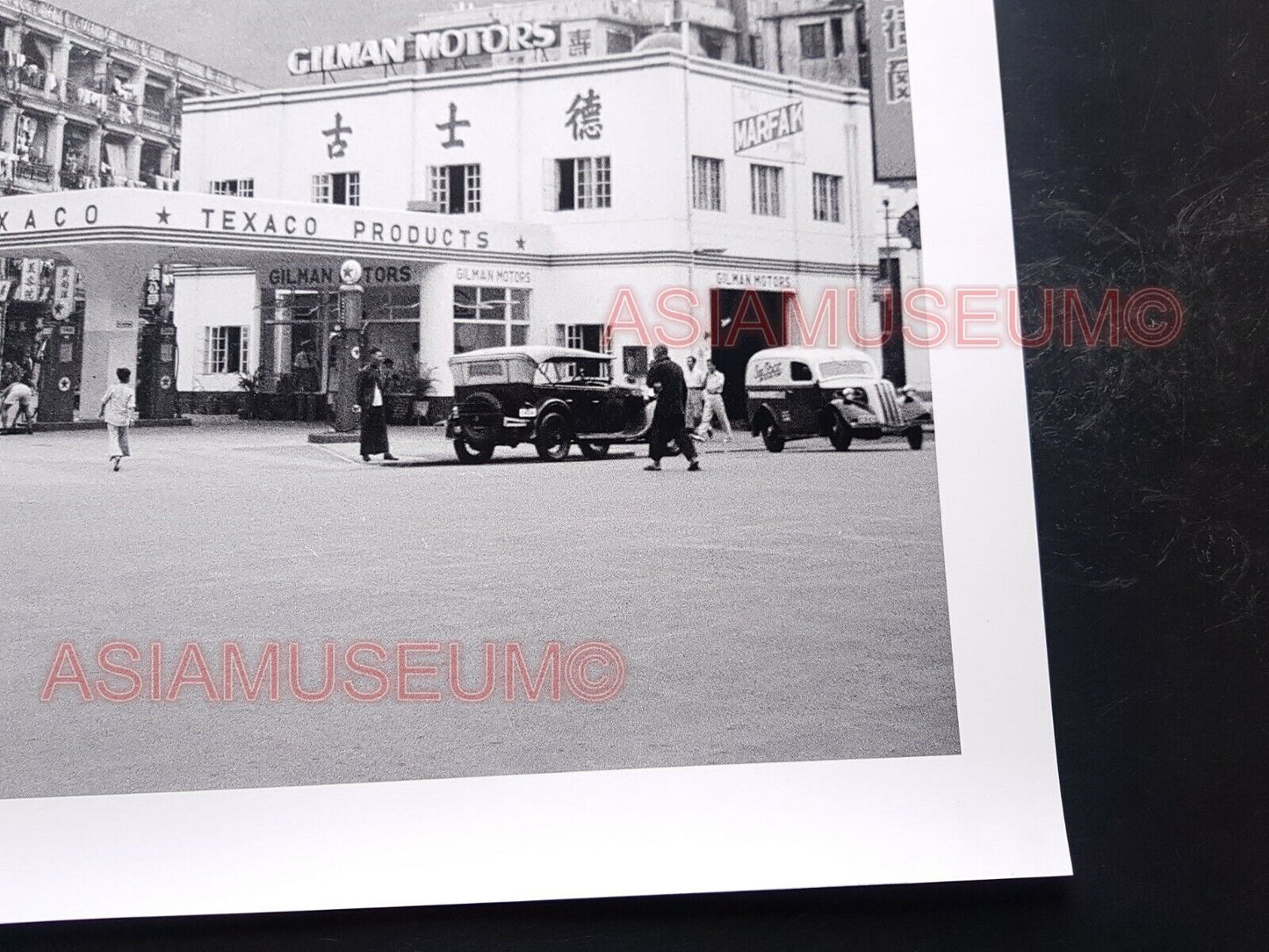 40's TEXACO CALTEX Hong Kong British Colonial Street Scene Vintage Photo 香港老照片