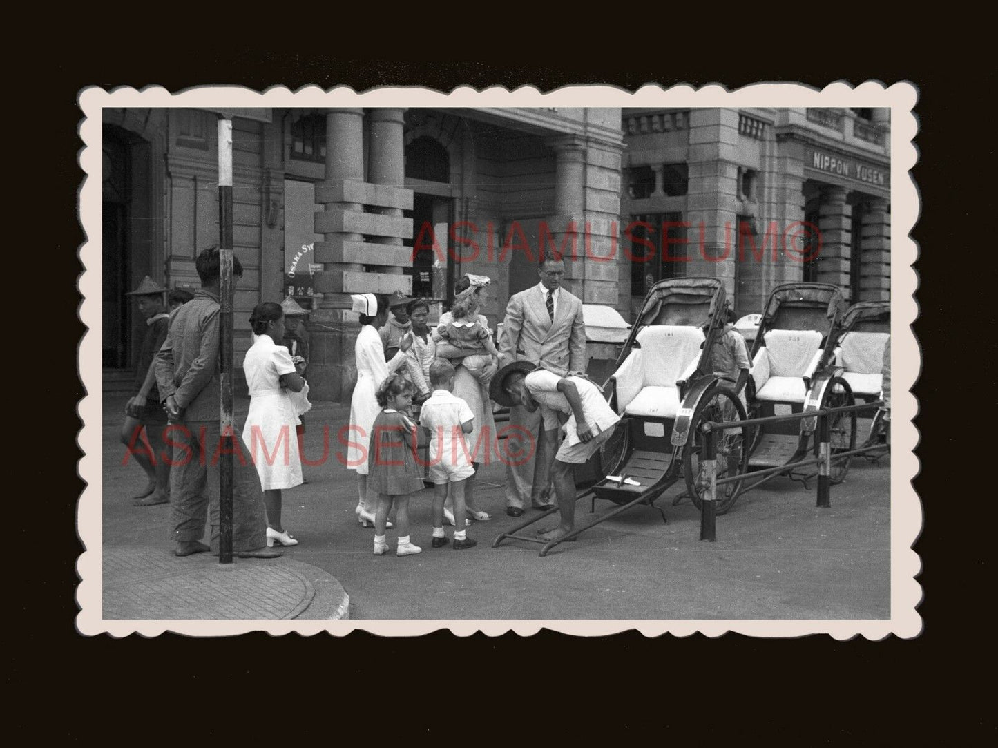 British Colonial Building Rickshaw Baby Women Hong Kong Photograph 香港旧照片 #2726