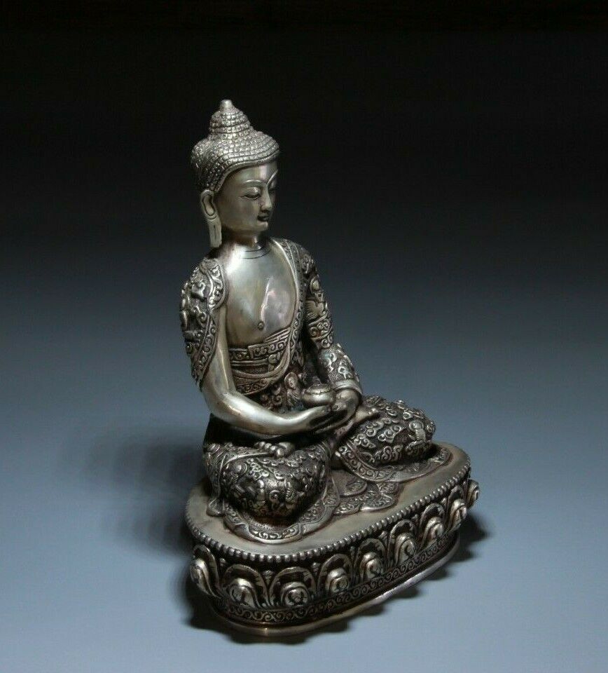 Tibet Tibetischen Buddhismus weiß Kupfer Silbervergoldung Schüssel Sitz Statue