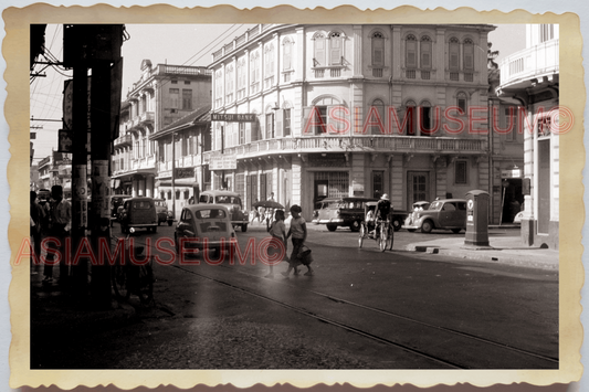 50s THAILAND BANGKOK MITSUI BANK STREET SCENE TRAFFIC SHOP Vintage Photo 28142