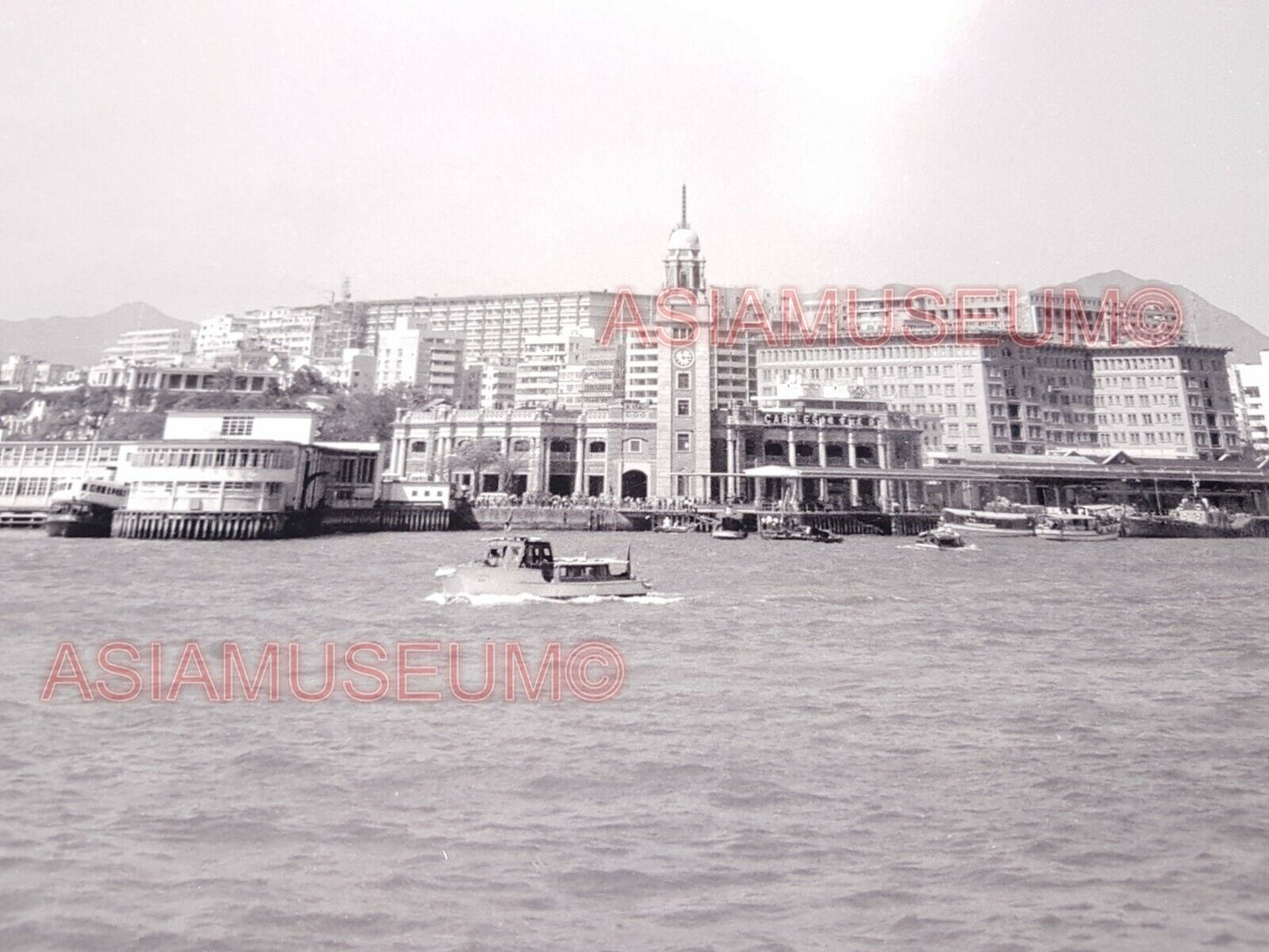 40's Large HONG KONG STAR FERRY TERMINAL KOWLOON CLOCK TOWER Vintage Photo 香港老照片