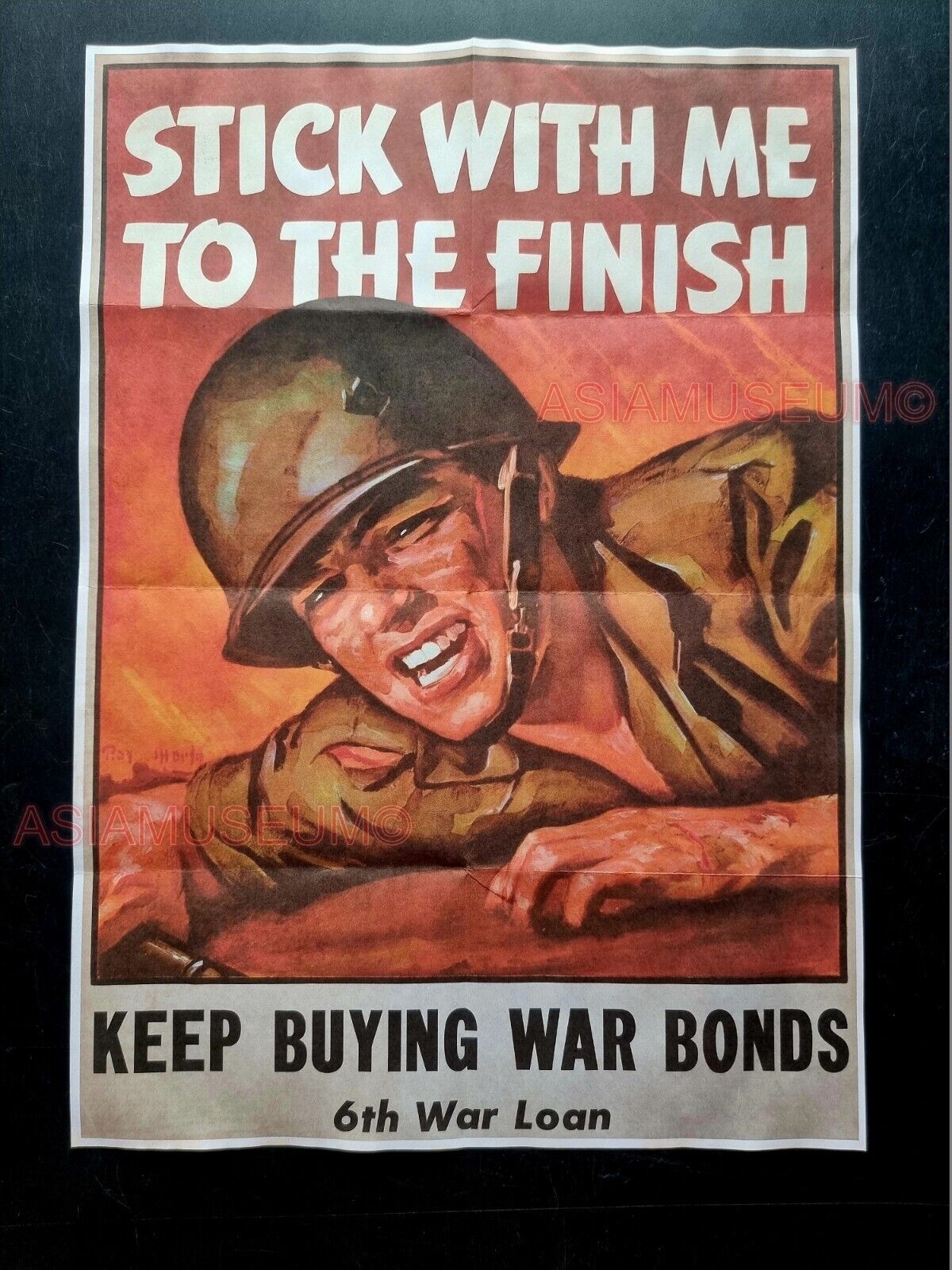 1943 WW2 USA AMERICA 6TH BUY WAR BONDS LOAN ARMY SOLDIER  PROPAGANDA POSTER 514