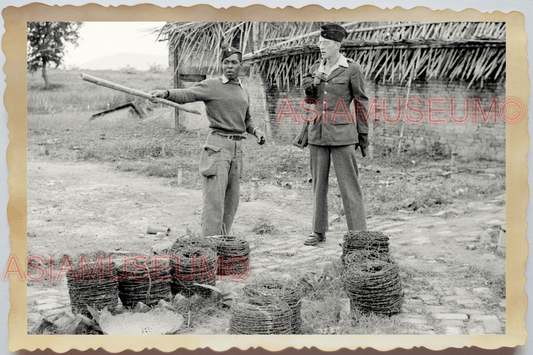 40s WW2 Vietnam FRENCH ARMY FENCE BARB WIRE BORDER PATROL ii Vintage Photo 26455