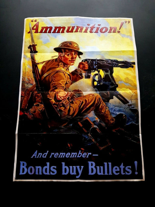 1941 WW2 USA AMERICA ARMY BONDS BUY BULLET AMMUNITION WAR GUNS PROPAGANDA POSTER