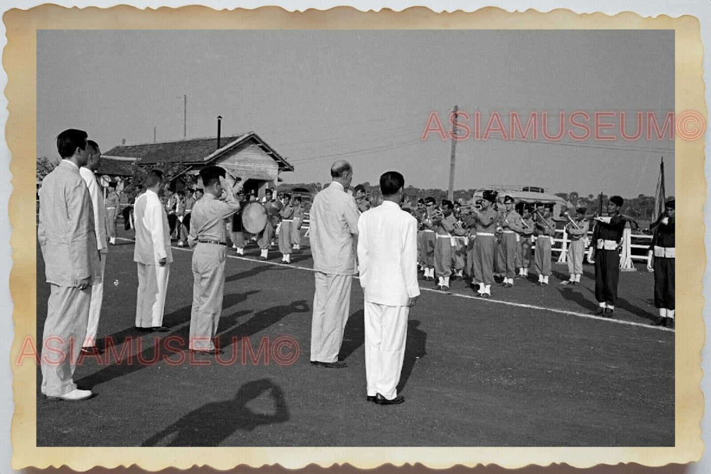 50s Vietnam AIRFIELD SAIGON GENERAL ARMY WESTERN SOLDIER SUIT Vintage Photo 1355