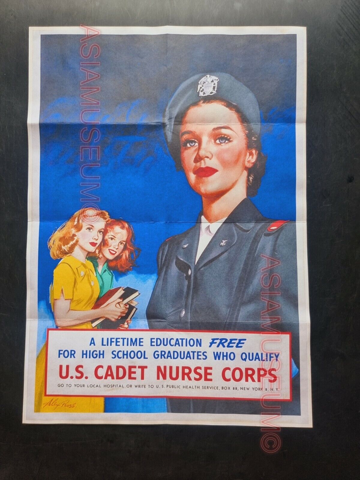 1943 WW2 AMERICA USA WOMEN CADET NURSE CORPS LADY UNIFORM WAR  PROPAGANDA POSTER