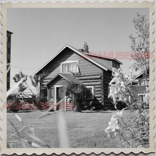 40s ALASKA ANCHORAGE LOG CABIN HOUSE USA OLD AMERICA UNITED STATES Photo S11425