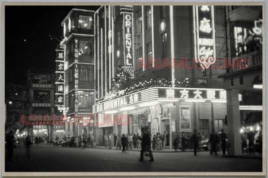1940's Oriental Theater Street Scene Hong Kong Vintage Photo Postcard RPPC 148
