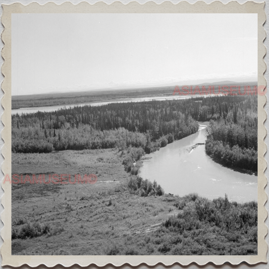 50s FAIRBANKS NORTH STAR BOROUGH ALASKA RIVER HILL FOREST VINTAGE USA Photo 8056