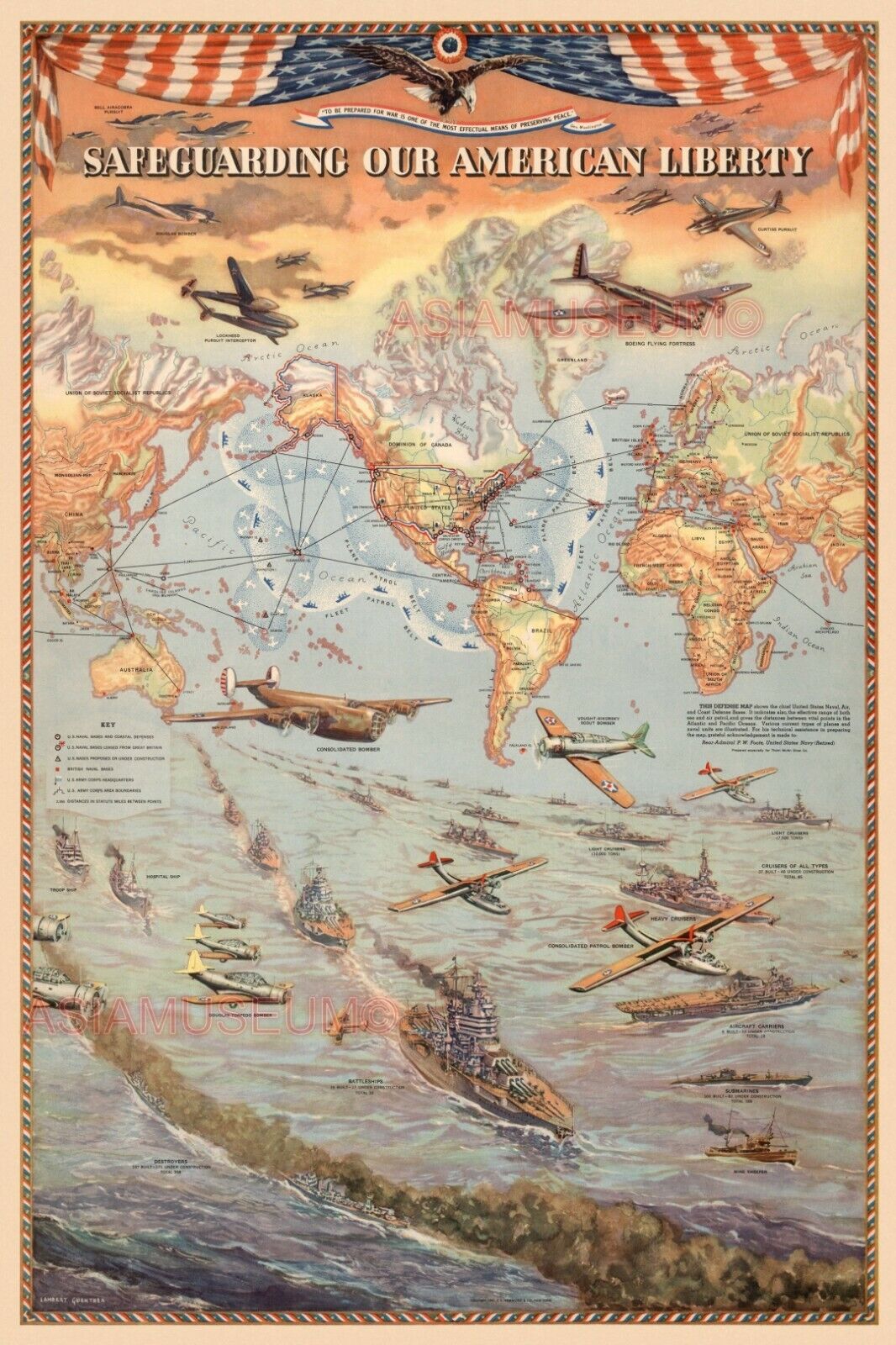 1941 WW2 JAPANESE ASIA USA SUBMARINE WARSHIP PACIFIC WAR MAP PROPAGANDA Postcard