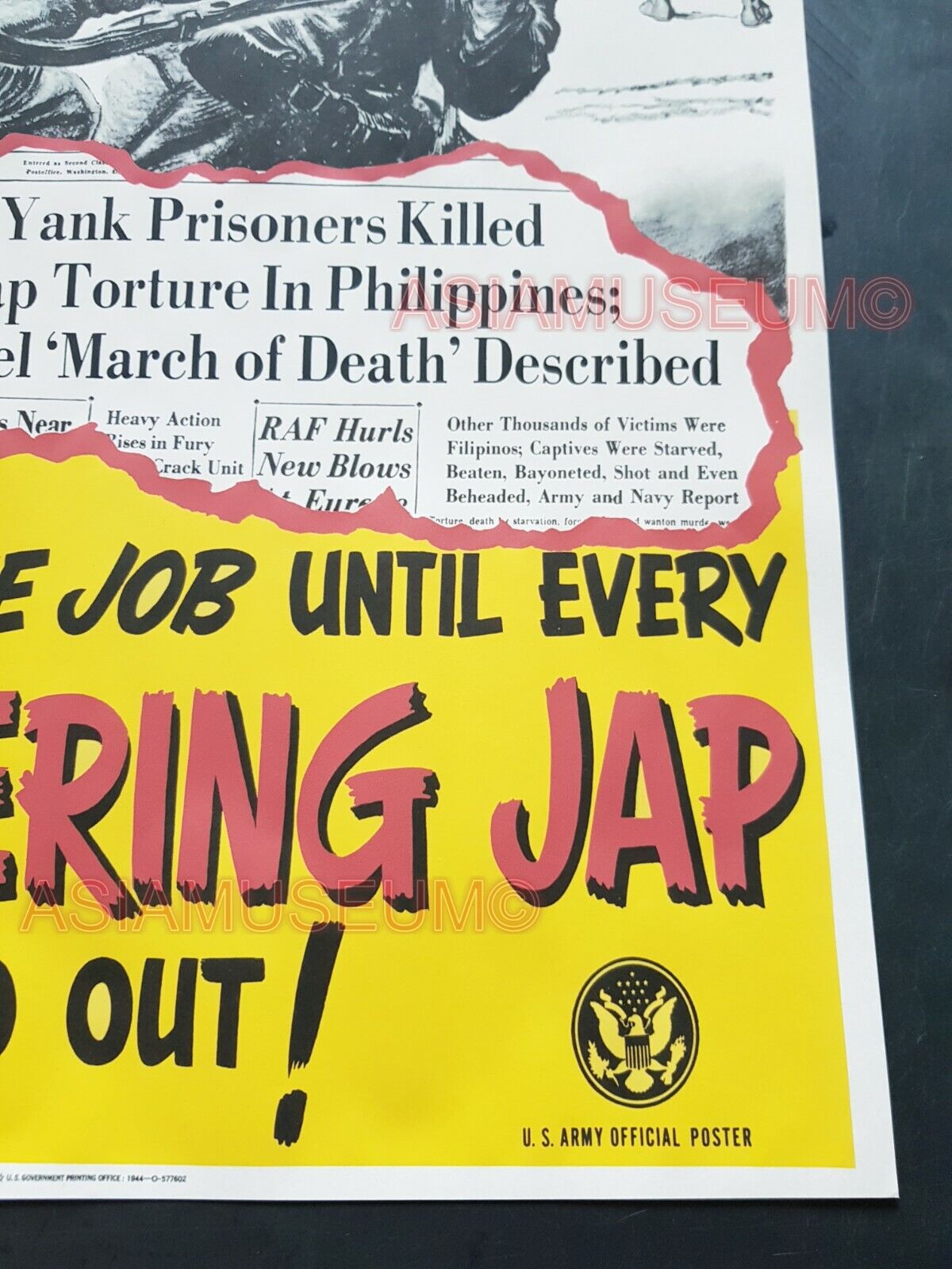 1943 USA JAPAN ARMY SOLDIER BATAAN DEATH MARCH PHILIPPINES WAR PROPAGANDA POSTER