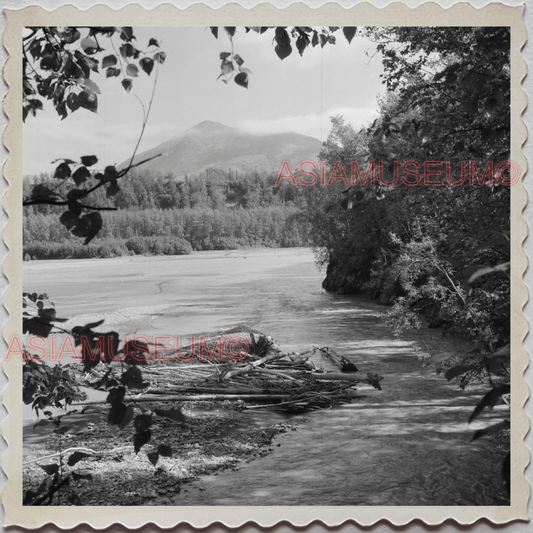 50s PALMER CITY Matanuska-Susitna ALASKA MOUNTAIN RIVER VINTAGE USA Photo 12581