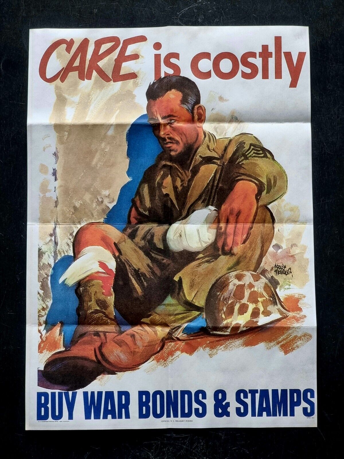 1942 WW2 USA AMERICA SOLDIER BUY WAR BONDS ARMY HAT UNIFORM  PROPAGANDA POSTER