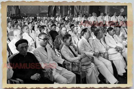 1950s Vietnam War Indochina French Saigon Meeting Hall B&W Vintage Photo #388