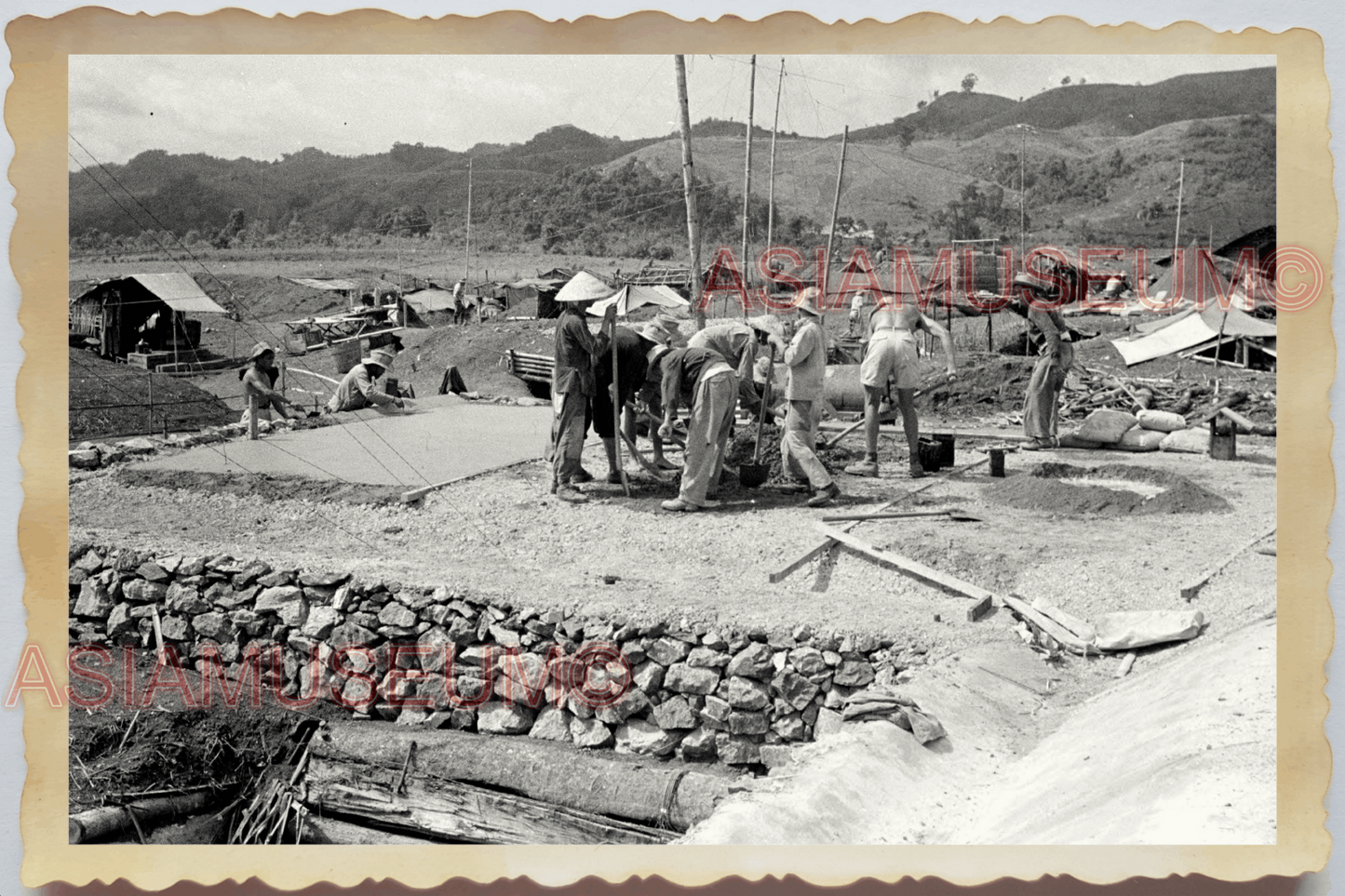 40s WW2 Vietnam FRANCE MILITARY BASE TUNNEL BUILD FORTRESS Vintage Photo 27941