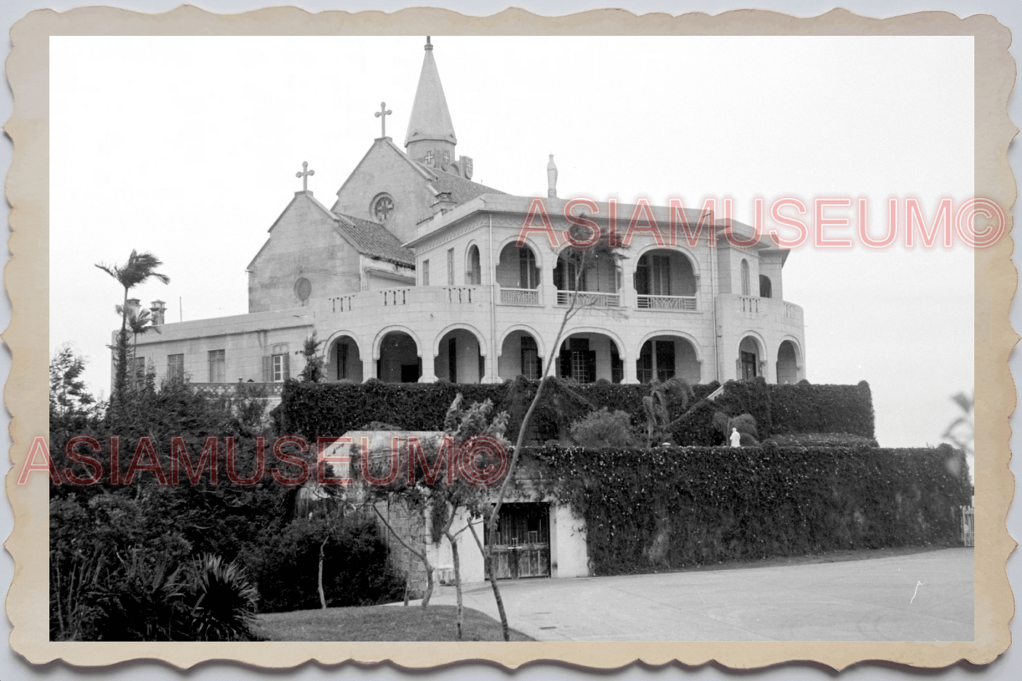 40's MACAU MACAO PORTUGUESE COLONY Lady Penha Church Vintage Photo 澳门旧照片 26879