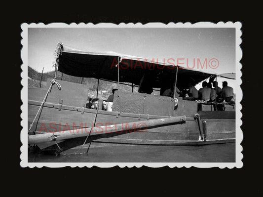 1940s Chinese China Boat Junk WW2 Preparation Vintage b&w Hong Kong Photo #1602