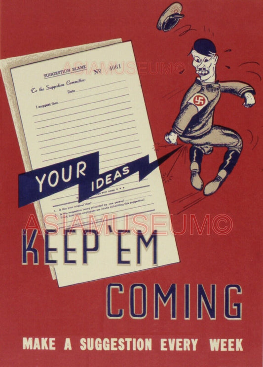 1944 WWii USA AMERICA COMIC CARTOON ARMY SOLDIER IDEA BOOK PROPAGANDA Postcard