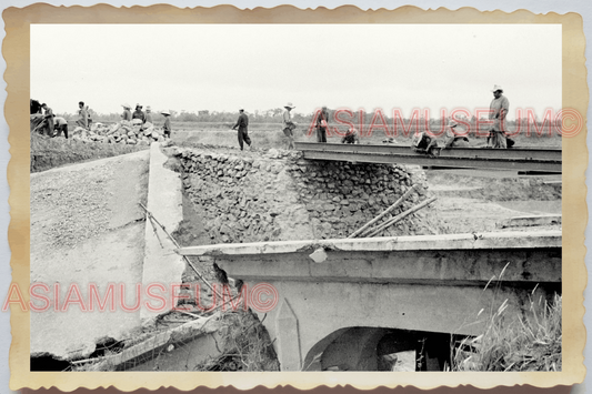 40s WW2 Vietnam HANOI BRIDGE RAIL TRACK ROAD MILITARY BASE Vintage Photo 28770