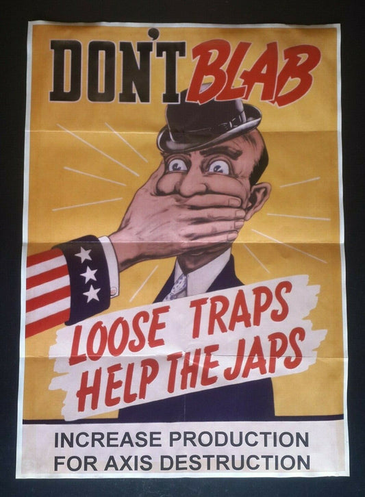 1942 WW2 USA AMERICA ARMY JAPAN PACIFIC WAR LOOSE TRAP SPY WAR PROPAGANDA POSTER