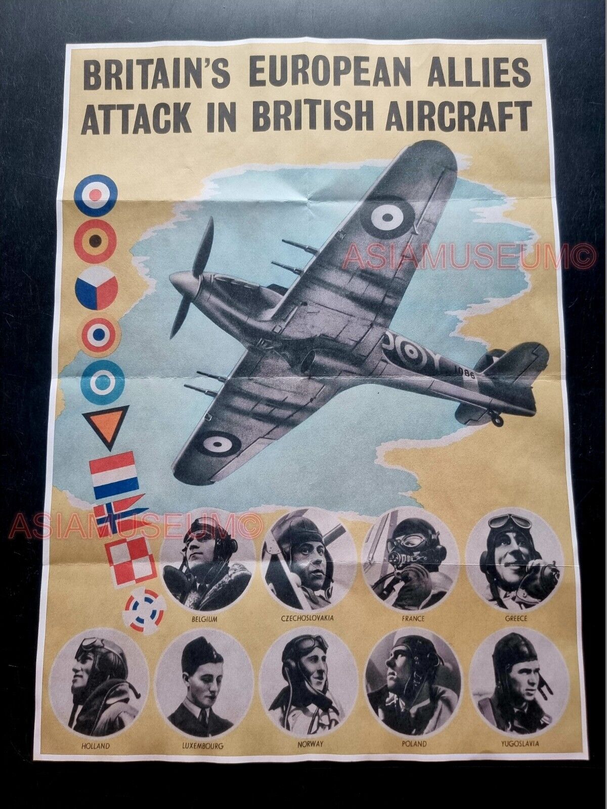 1943 WW2 USA BRITAIN EUROPEAN ALLIES AIRCRAFT FRANCE RAAF  PROPAGANDA POSTER 522