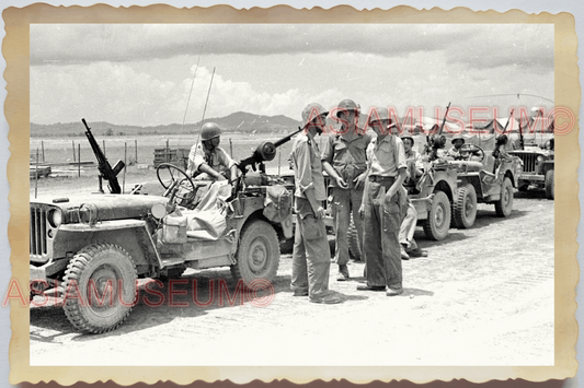 40s WW2 Vietnam INDOCHINA WAR FRANCE ARMY JEEP TRUCK GUN OLD Vintage Photo 23693