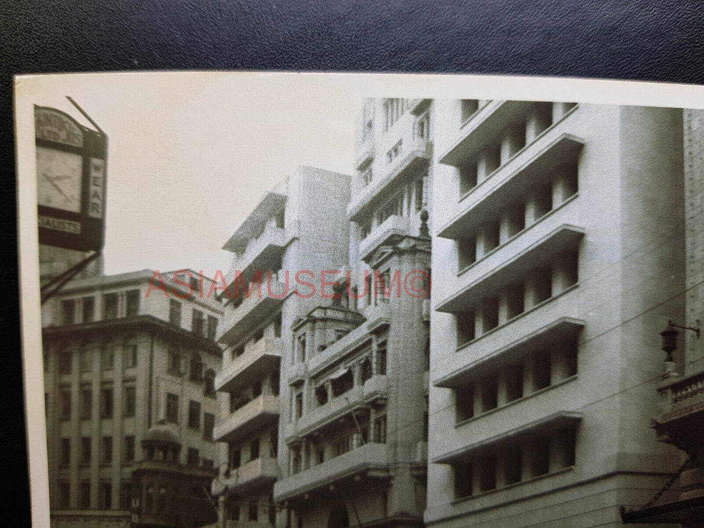 40s Des Voeux Road Central Rickshaw Tram Bus Hong Kong Photo Postcard RPPC #1673