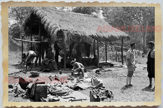 50s Vietnam War Saigon Army Soldier Hut Village Jungle USA Vintage Photo #488