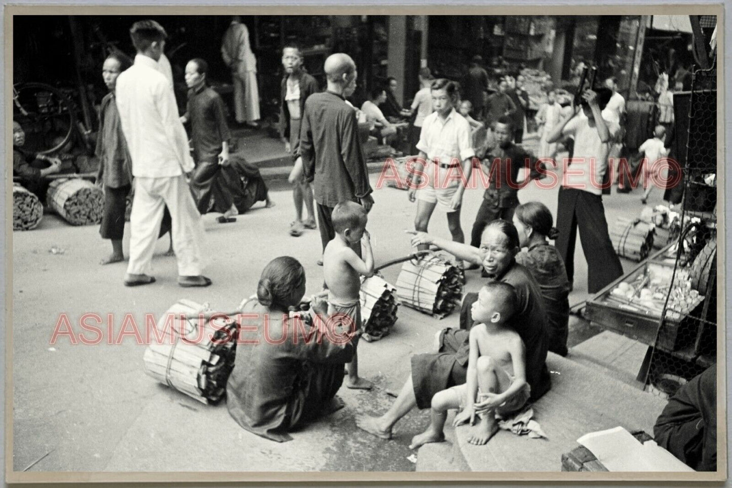 40's Women Children Market HONG KONG VINTAGE PHOTO POSTCARD RPPC 646 香港舊照片明信片