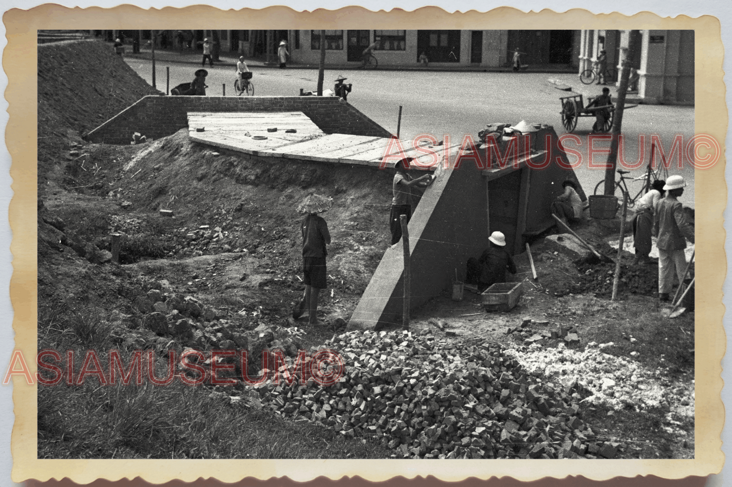 40s WW2 Vietnam INDOCHINA WAR ANTI JAPANESE AIR RAID SHELTER Vintage Photo 04212