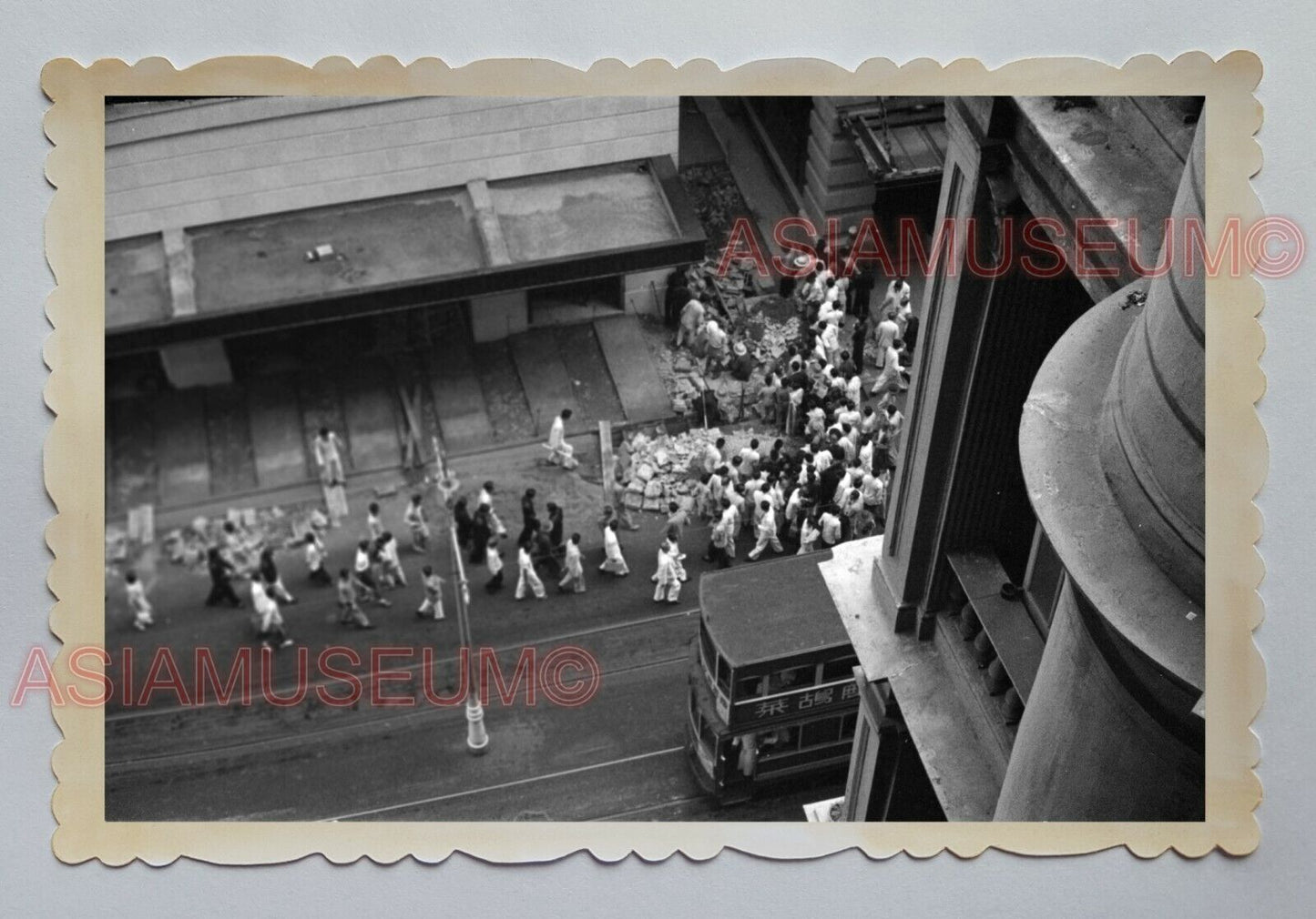 DOUBLE SECKER BUS STREET SCENE QUEEN'S ROAD VINTAGE Hong Kong Photo 16224 香港旧照片