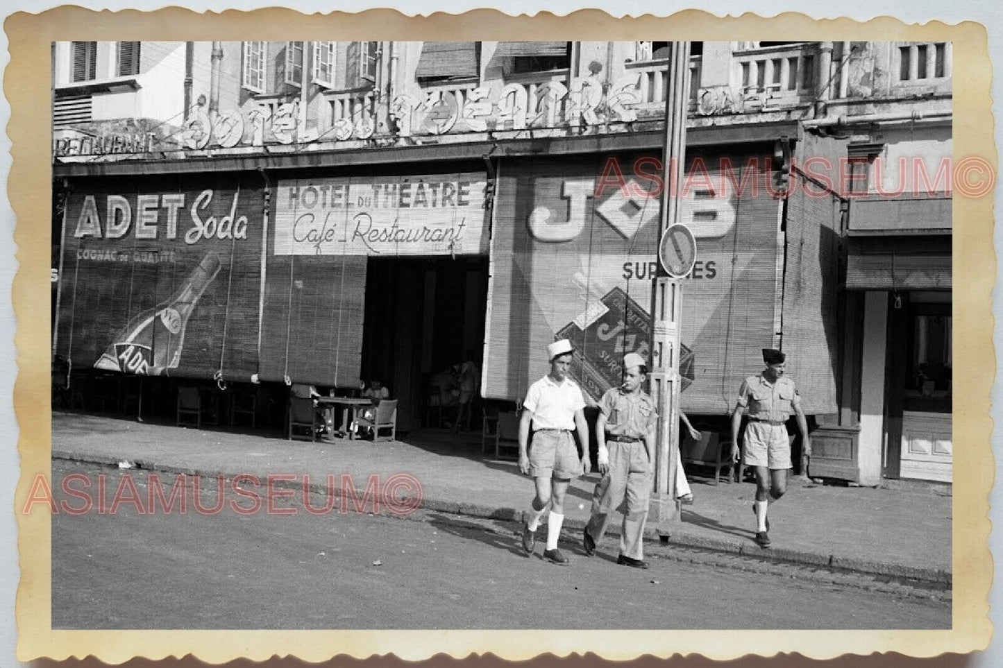 1950s Vietnam War Indochina French Saigon STREET SCENE ARMY Vintage Photo #392