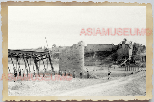 40s WW2 Vietnam INDOCHINA WAR BRIDGE BOMBING FORT TOWER ARMY Vintage Photo 29852