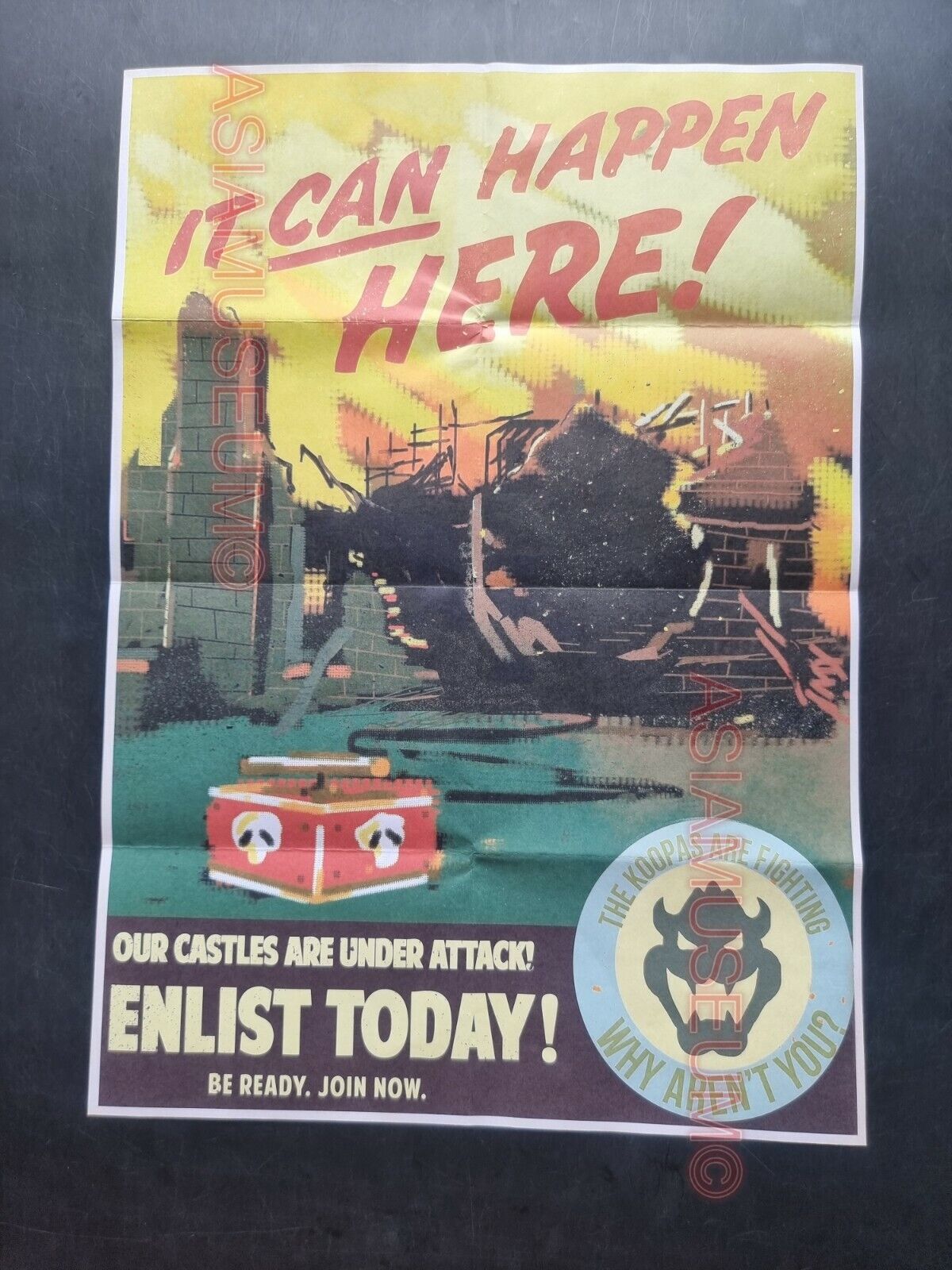 1944 WW2 USA AMERICA CASTLE BOMBING ENLIST ARMY SOLDIER WAR ii PROPAGANDA POSTER