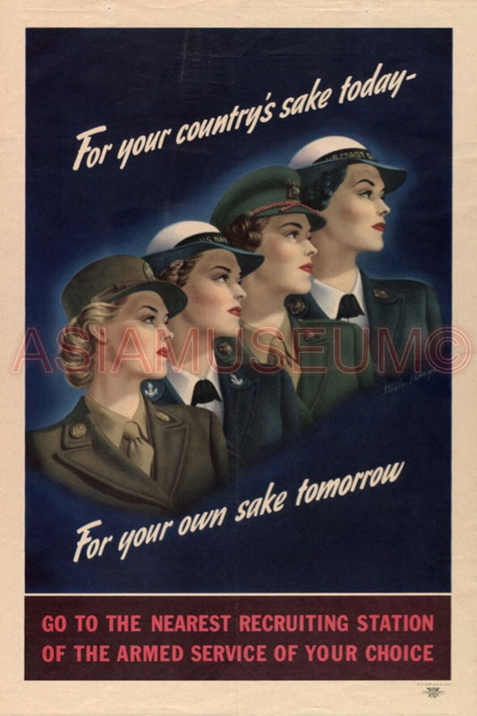 1941 WW2 USA AMERICA WOMEN LADY GIRL RECRUIT WAR ARMY NAVY MARINE NURSE Postcard