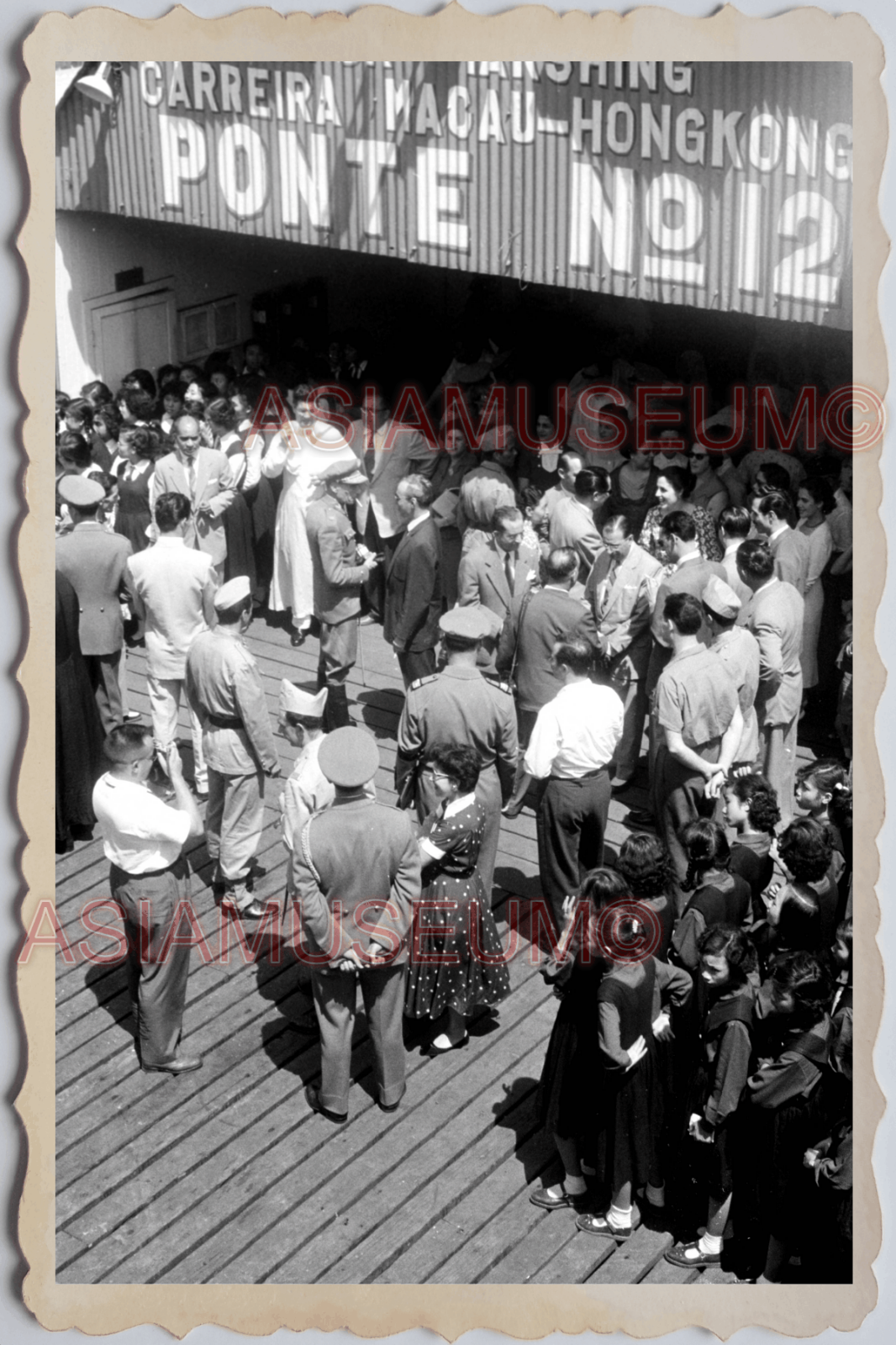 40s MACAU MACAO PORTUGUESE COLONY HARBOR PIER TERMINAL Vintage Photo 澳门旧照片 27410