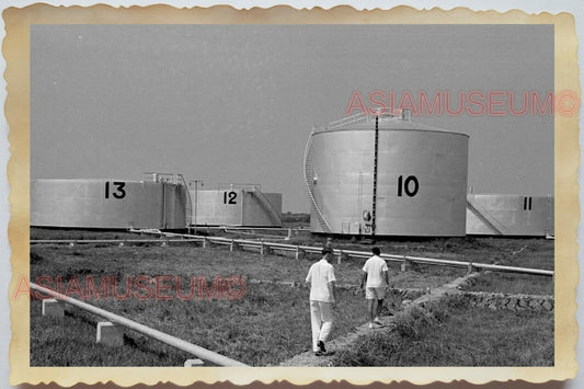 50s Vietnam SAIGON VILLAGE SILO OIL REFINERY STORAGE PIPE Vintage Photo #1666