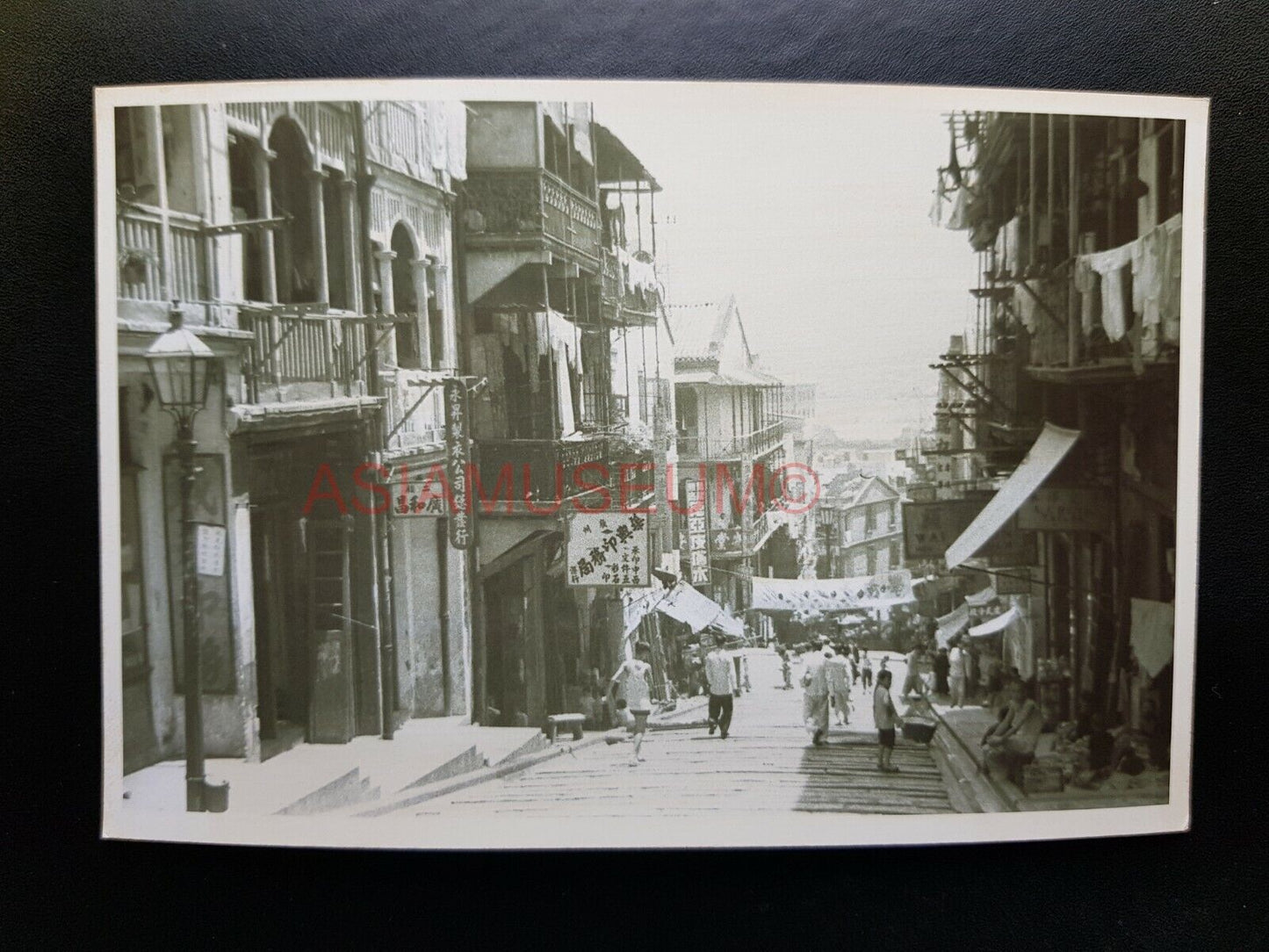 POTTINGER STREET CENTRAL STEPS MARKET WOMEN Hong Kong Photo Postcard RPPC #2478