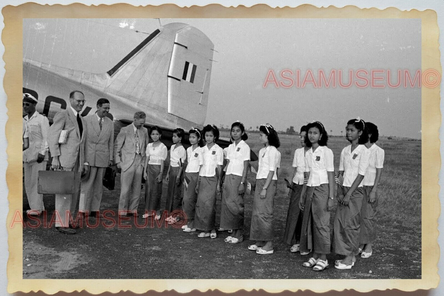 1940s WW2 Vietnam Ho Chi Minh Saigon Aircraft French Women  Vintage Photo #607