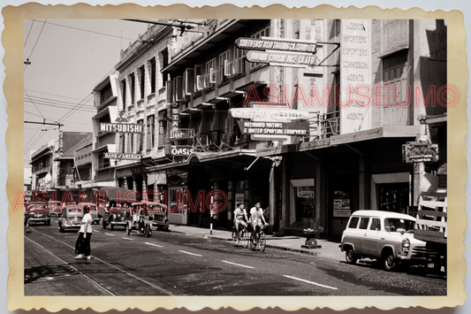 50s THAILAND BANGKOK STREET SCENE BICYCLE CAR ADS SHOP STORE Vintage Photo 37114