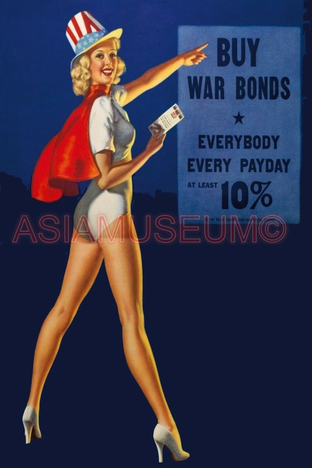 1942 WW2 USA AMERICA SEXY LADY WOMEN BUY WAR BONDS STAMPS PROPAGANDA Postcard