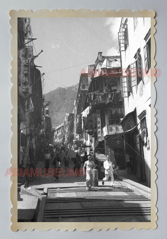 1940s CENTRAL STEP STREET SHOP MAN SUIT BOY VINTAGE HONG KONG Photo 04005 香港旧照片