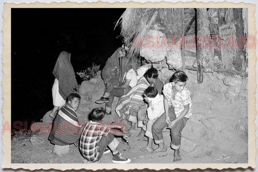 50s PHILIPPINES MANILA MOUNTAIN VILLAGE TRIBE CHILDREN PLAY Vintage Photo 24080