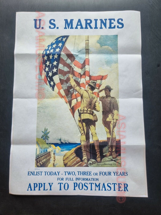 1944 WW2 USA AMERICA ALLIES FORCES MARINES NAVY FLAG SHIP ARMY PROPAGANDA POSTER