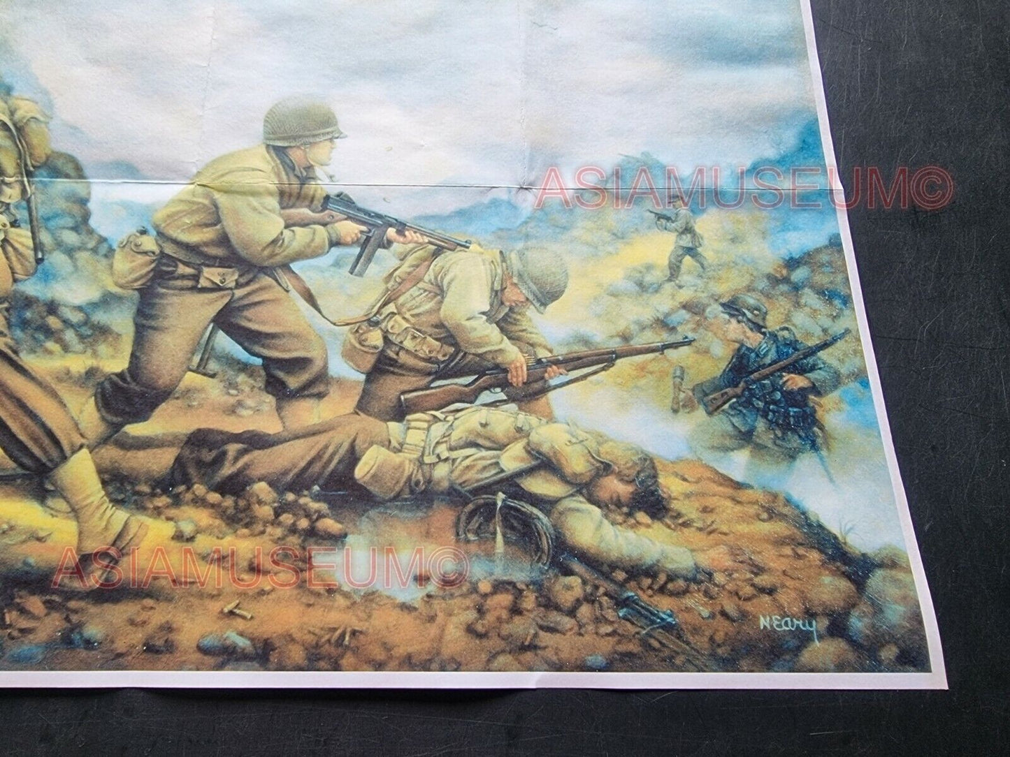 1941 WW2 USA AMERICA PACIFIC ART ARMY WAR IWO JIMA GUADALCANAL PROPAGANDA POSTER