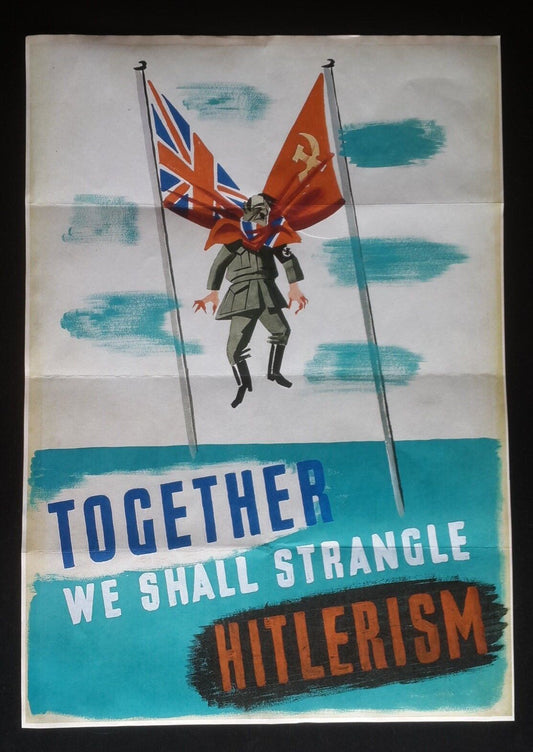 1944 WWii BRITISH BRITAIN USSR CCCP SOVIET EUROPE UK WAR FLAG PROPAGANDA POSTER